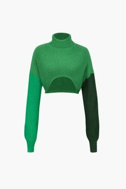 Coquette Aesthetic Turtleneck Crop Sweater: Y2K Fashion with Grunge & Pastel Goth Vibes