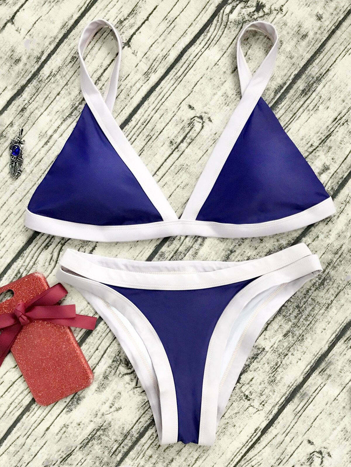 Coquette Aesthetic Two Tone Padded Swimsuit - Y2K Fashion Swimwear