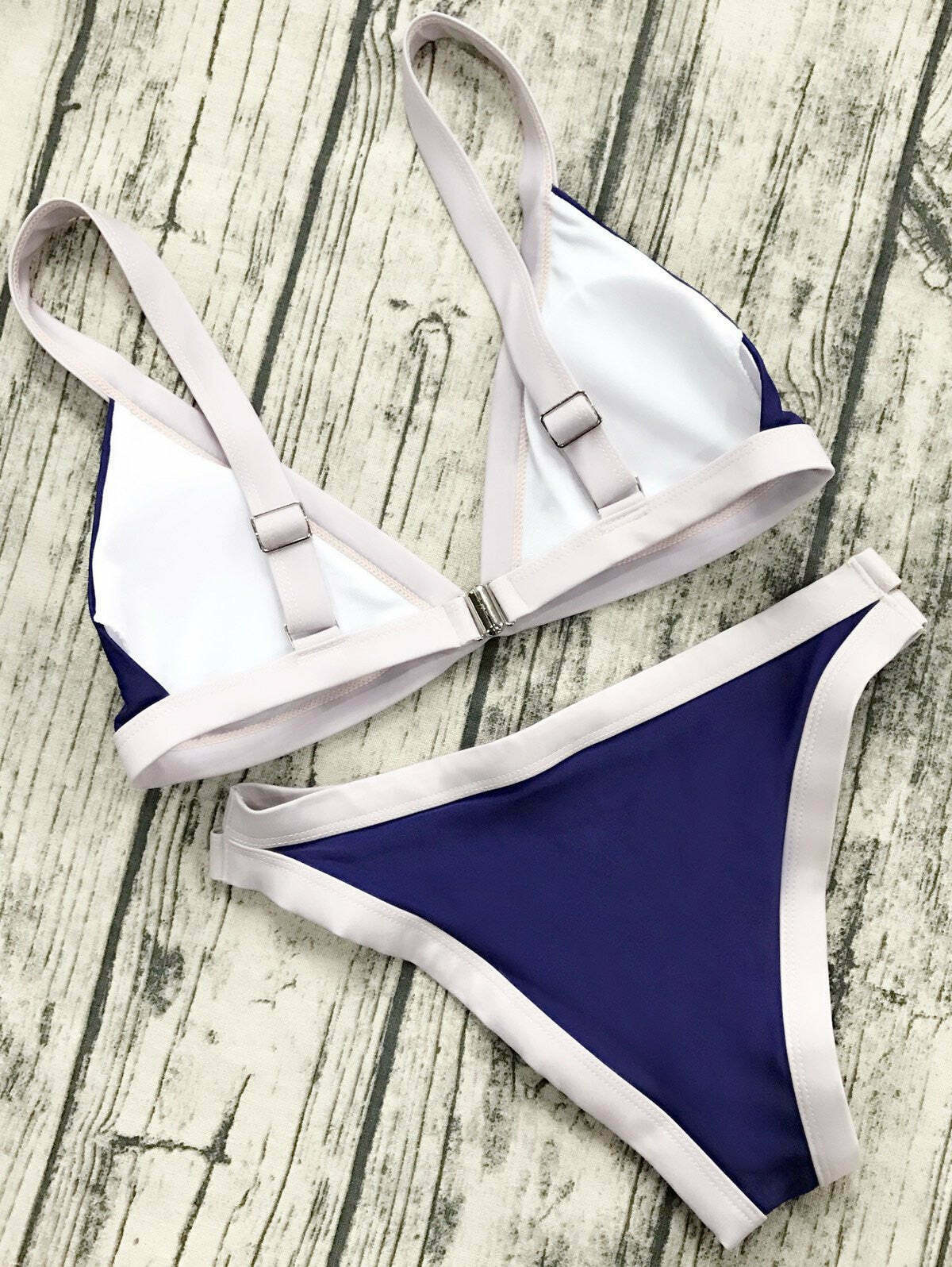 Coquette Aesthetic Two Tone Padded Swimsuit - Y2K Fashion Swimwear