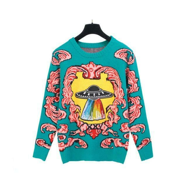 Coquette Aesthetic UFO Clouds Sweater for a Dreamy Fall Look