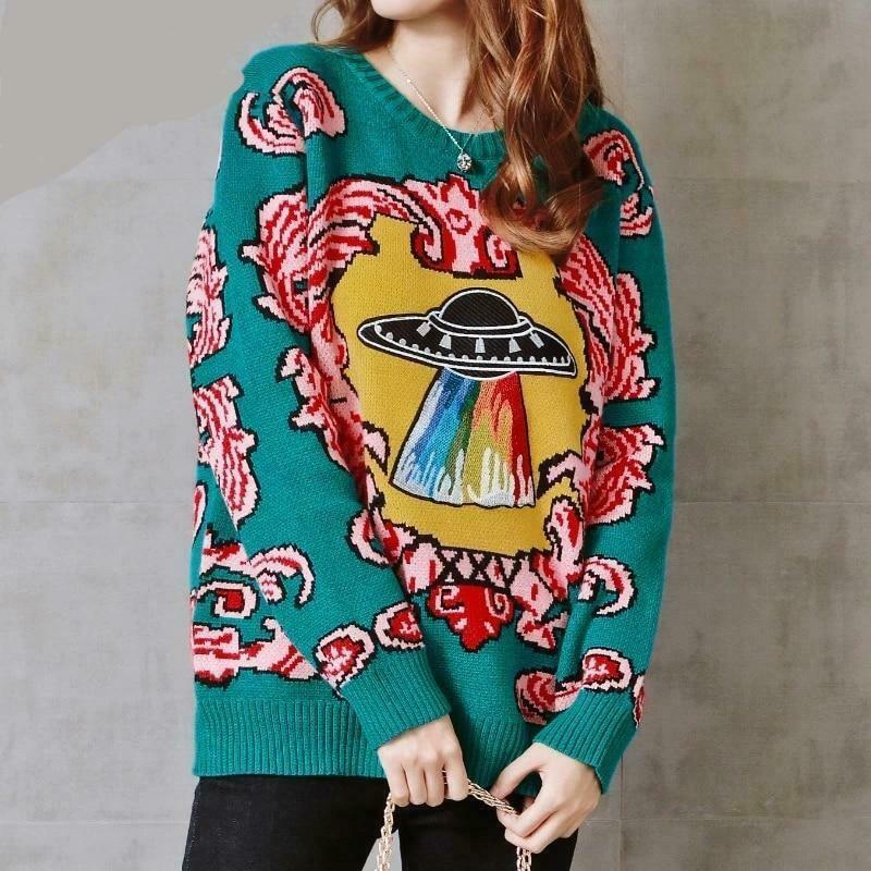 Coquette Aesthetic UFO Clouds Sweater for a Dreamy Fall Look