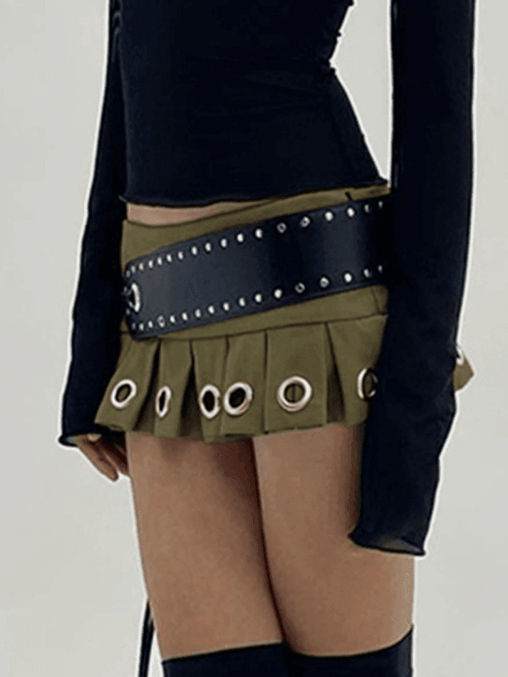 Coquette Aesthetic Ultra Short Low Waist Belt Mini Skirt