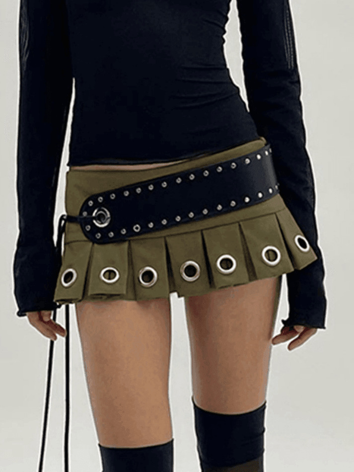 Coquette Aesthetic Ultra Short Low Waist Belt Mini Skirt