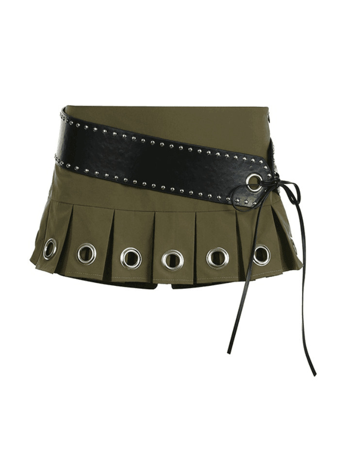 Coquette Aesthetic Ultra Short Low Waist Belt Mini Skirt