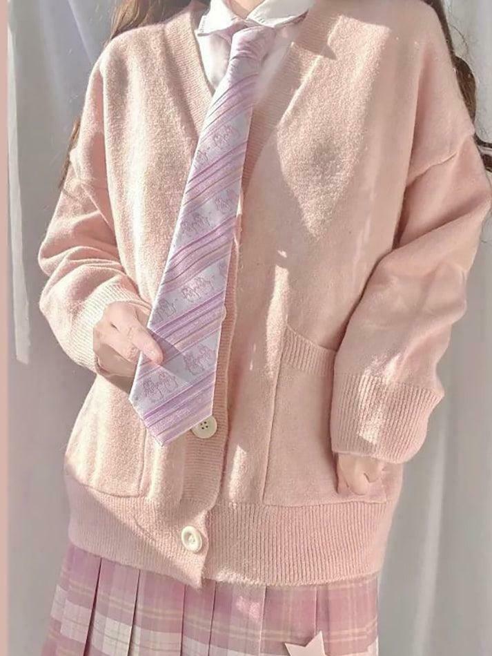 Coquette Aesthetic V-Neck Cardigan: Y2K Fashion with Grunge & Pastel Goth Vibes