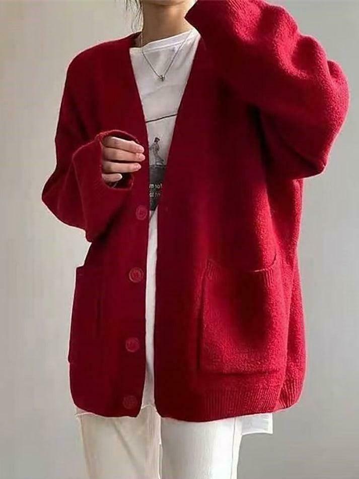 Coquette Aesthetic V-Neck Cardigan: Y2K Fashion with Grunge & Pastel Goth Vibes