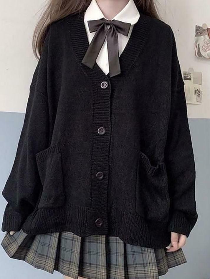 Coquette Aesthetic V-Neck Cardigan: Y2K Fashion with Grunge & Pastel Goth Vibes