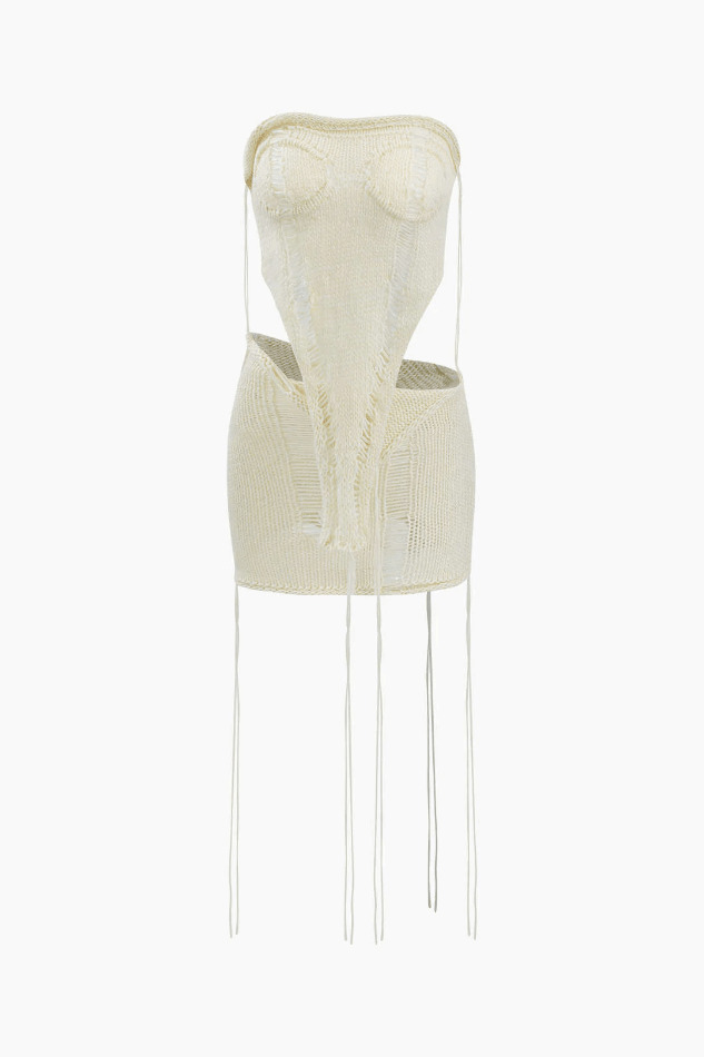 Coquette Aesthetic V-Neck Knit Top & Foldover Mini Skirt Set