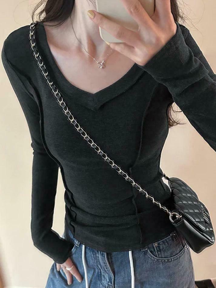 Coquette Aesthetic V-Neck Knit Top: Y2K Fashion, Grunge & Pastel Goth Vibes