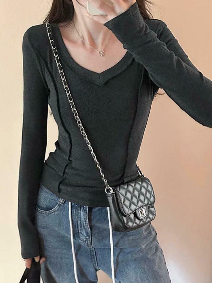 Coquette Aesthetic V-Neck Knit Top: Y2K Fashion, Grunge & Pastel Goth Vibes