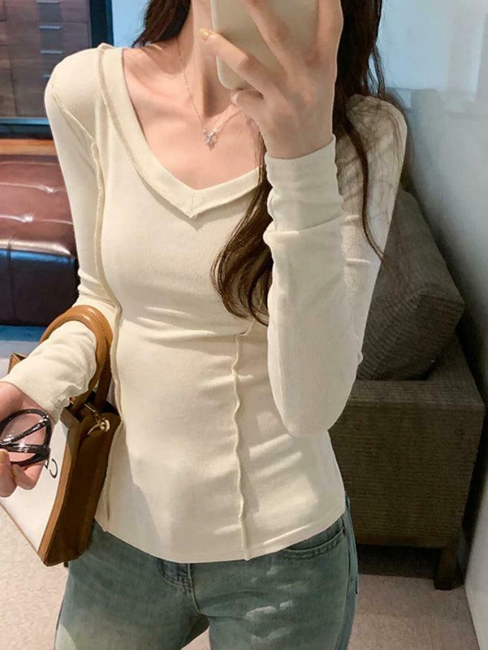 Coquette Aesthetic V-Neck Knit Top: Y2K Fashion, Grunge & Pastel Goth Vibes