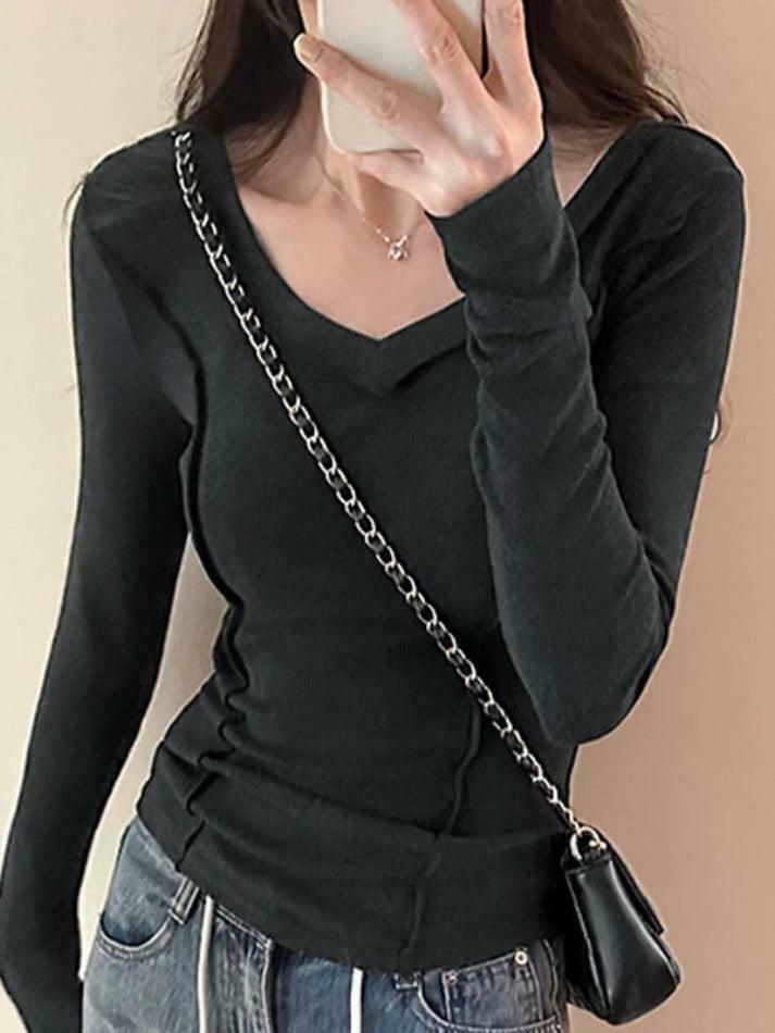 Coquette Aesthetic V-Neck Knit Top: Y2K Fashion, Grunge & Pastel Goth Vibes