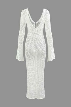 Coquette Aesthetic V-Neck Maxi Dress: Y2K Fashion with Grunge Style and Pastel Goth Vibes
