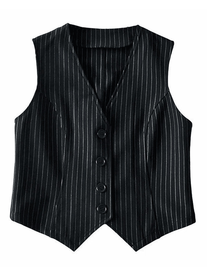 Coquette Aesthetic V-Neck Pinstriped Button Corset Top