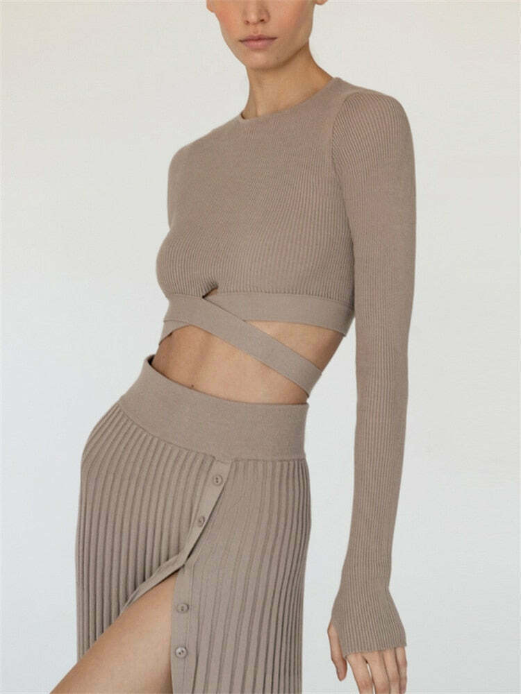 Coquette Aesthetic Verandah Pleated Skirt Set - Y2K Fashion Statement Piece
