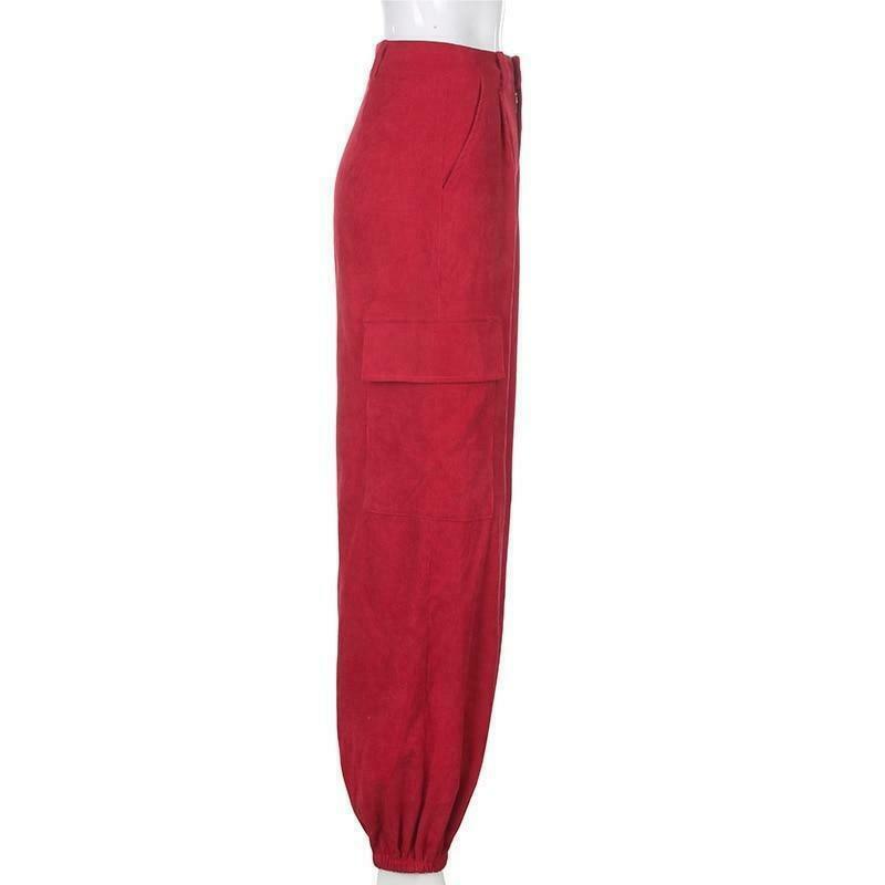 Coquette Aesthetic Vine Red Cargo Pants - Y2K Fashion Women's Grunge Style Outfit