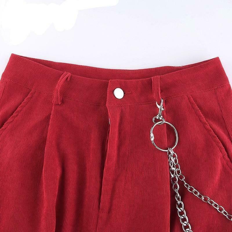 Coquette Aesthetic Vine Red Cargo Pants - Y2K Fashion Women's Grunge Style Outfit