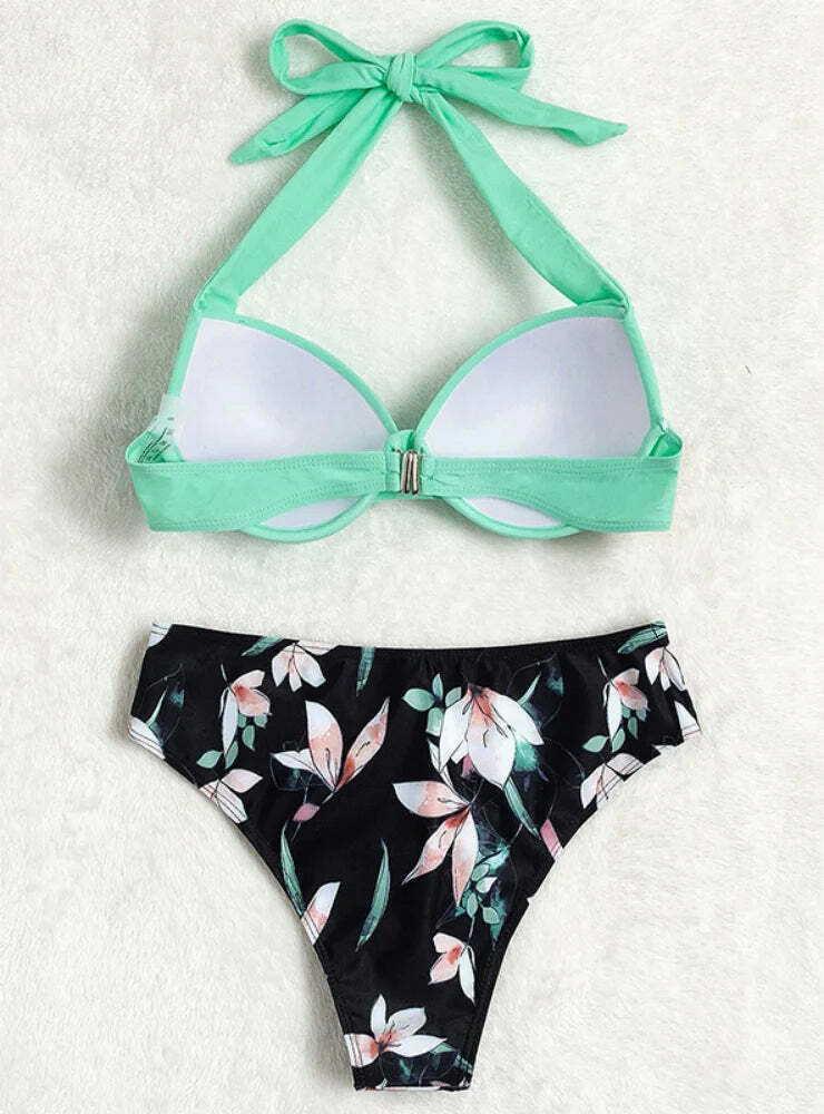 Coquette Aesthetic Vintage Swimsuit Bikini with Sexy Print