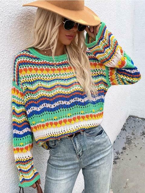Coquette Aesthetic Wonderland Knitted Sweatshirt - Y2K Fashion Grunge Style Cute Tops & Cargo Skirt