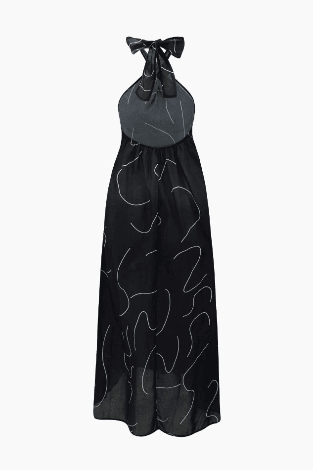 Coquette Aesthetic Y2K Fashion Halter Maxi Dress with Tie - Women's Niche Fashion