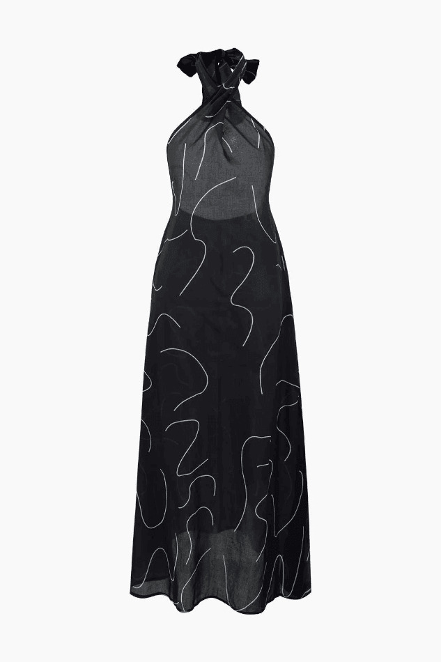 Coquette Aesthetic Y2K Fashion Halter Maxi Dress with Tie - Women's Niche Fashion