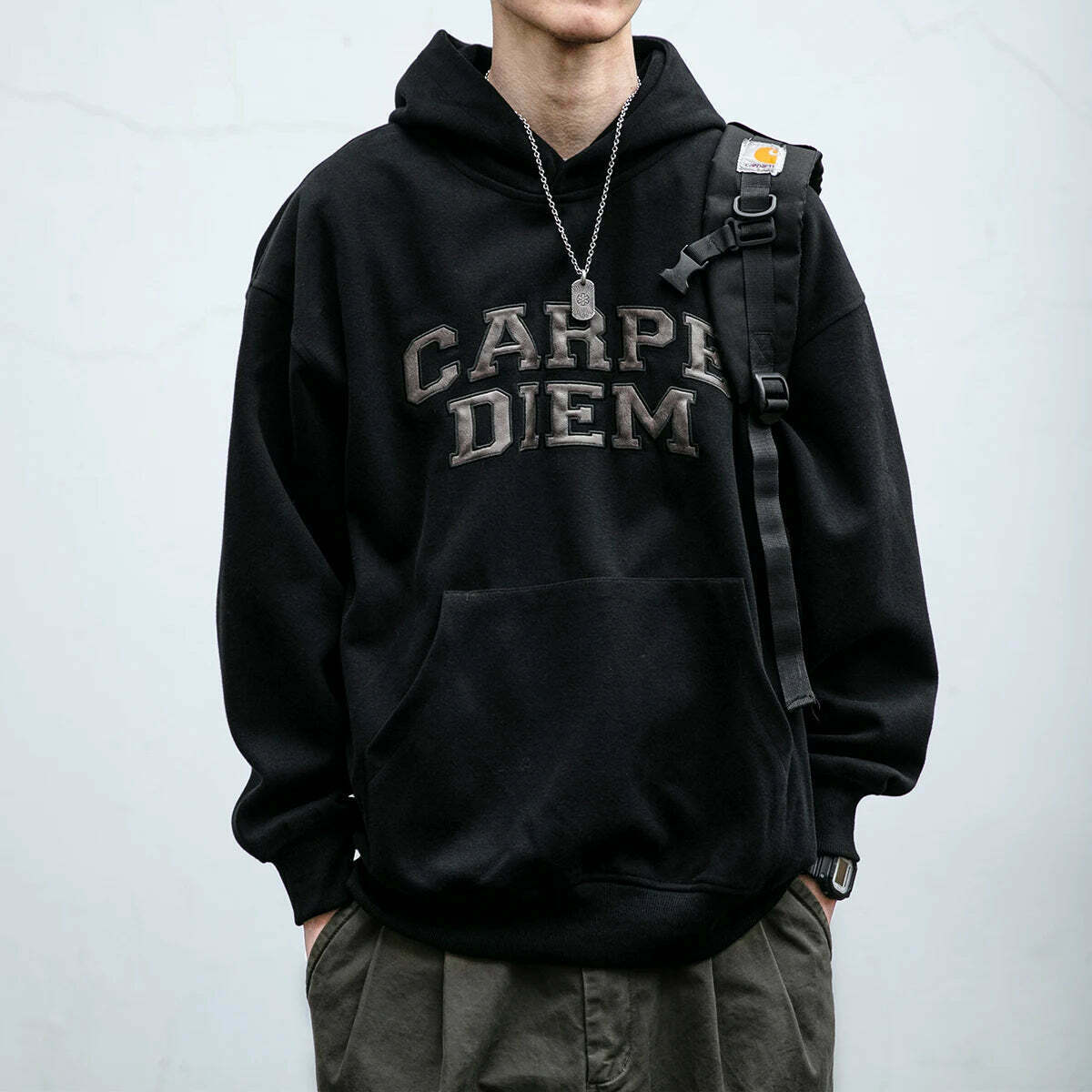 Coquette Aesthetic Y2K Hoodie with 'Carpe Diem' Applique - Women's Fashion