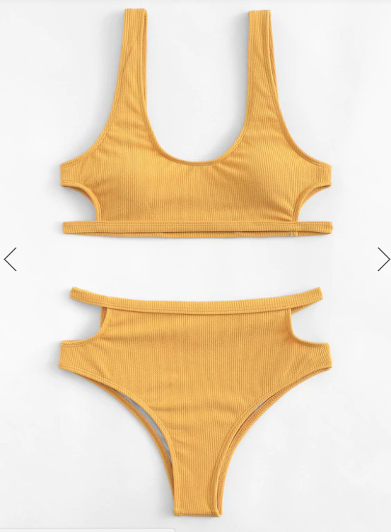 Coquette Aesthetic Yellow Padding Bikini Set - Y2K Fashion Swimwear