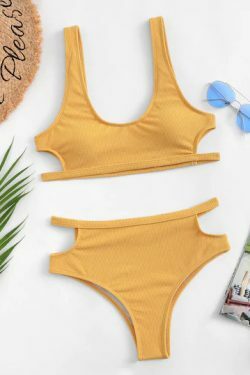 Coquette Aesthetic Yellow Padding Bikini Set - Y2K Fashion Swimwear