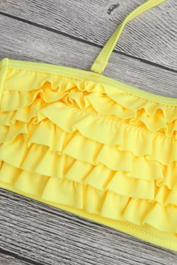 Coquette Aesthetic Yellow Ruffles String Bikini Set