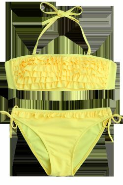 Coquette Aesthetic Yellow Ruffles String Bikini Set