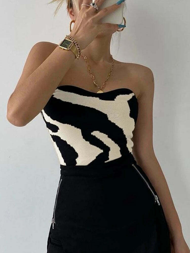 Coquette Aesthetic Zoe Stripes Tank Top - Y2K Fashion Grunge Style Cute Tops Past