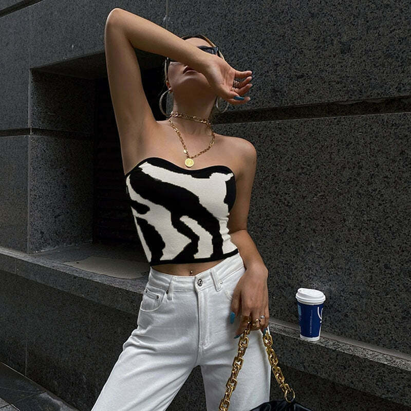 Coquette Aesthetic Zoe Stripes Tank Top - Y2K Fashion Grunge Style Cute Tops Past
