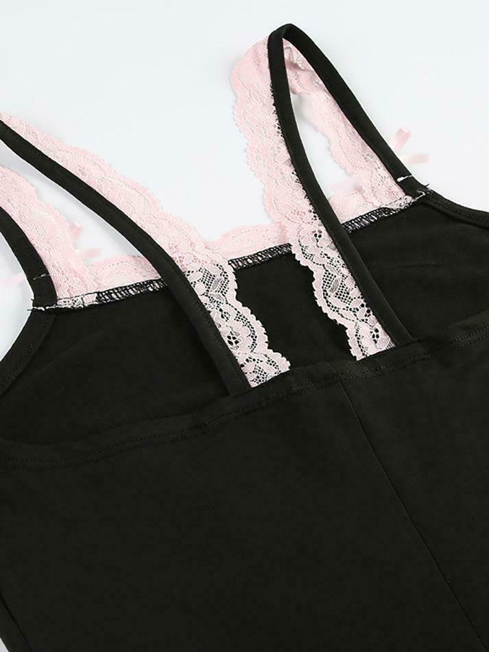 Coquette Lace-Trim Bodysuit: Y2K Fashion Staple - Grunge, Cute Tops, Pastel Goth, Cargo Skirt &