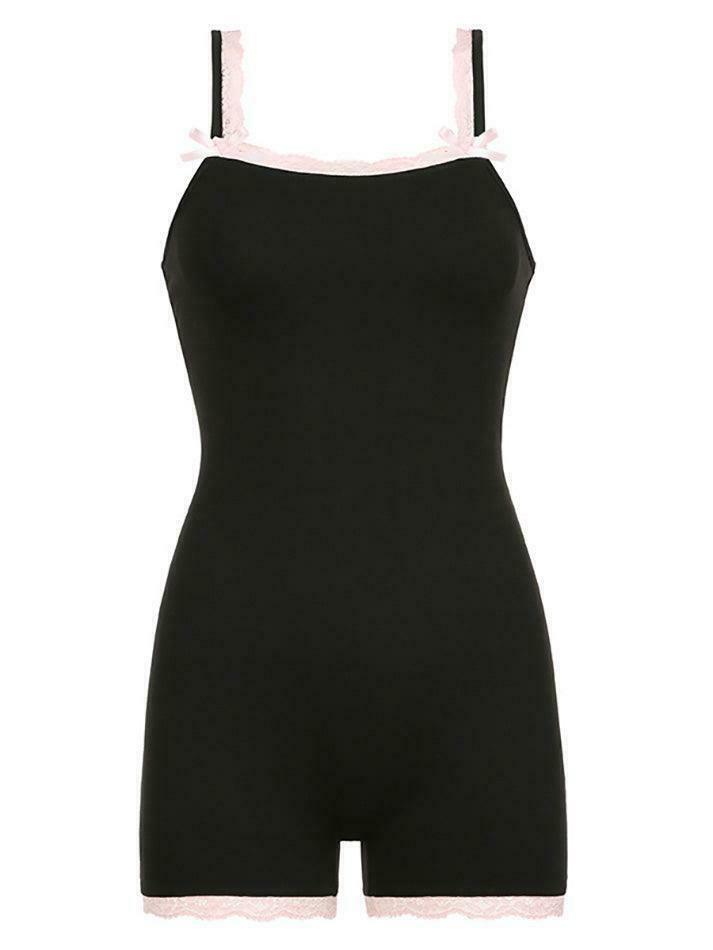 Coquette Lace-Trim Bodysuit: Y2K Fashion Staple - Grunge, Cute Tops, Pastel Goth, Cargo Skirt &