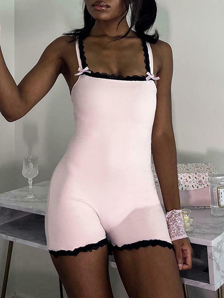 Coquette Lace-Trim Bodysuit: Y2K Fashion Staple - Grunge, Cute Tops, Pastel Goth, Cargo Skirt &