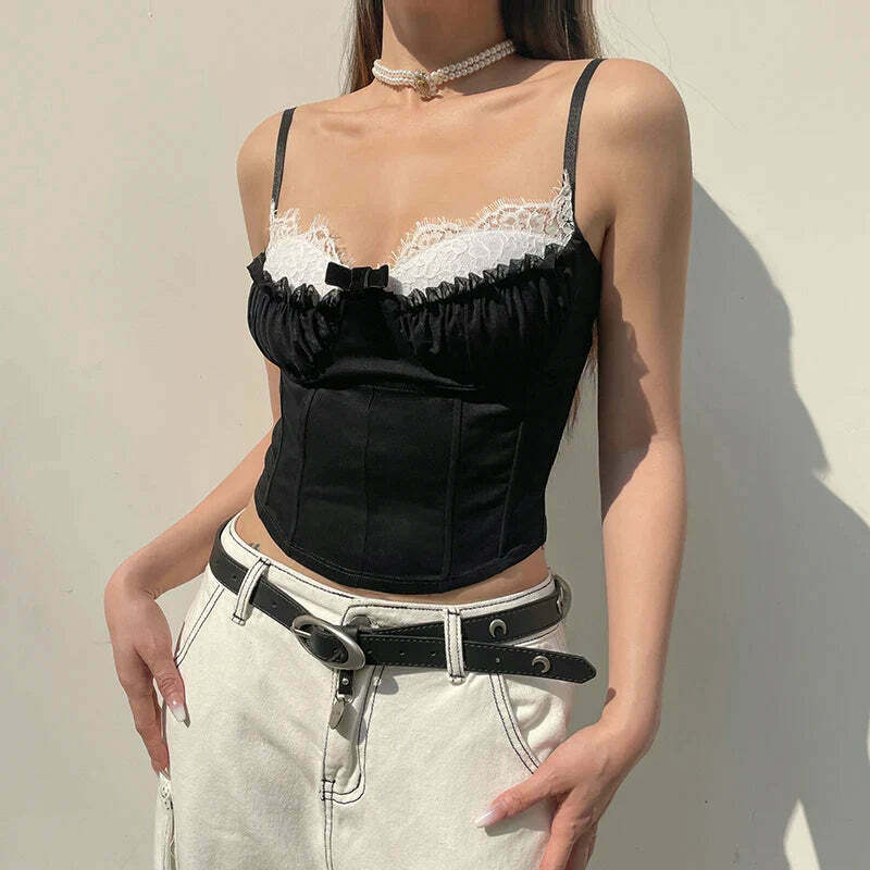 Coquette Lace Camisole: Y2K Fashion Aesthetic Top for Women