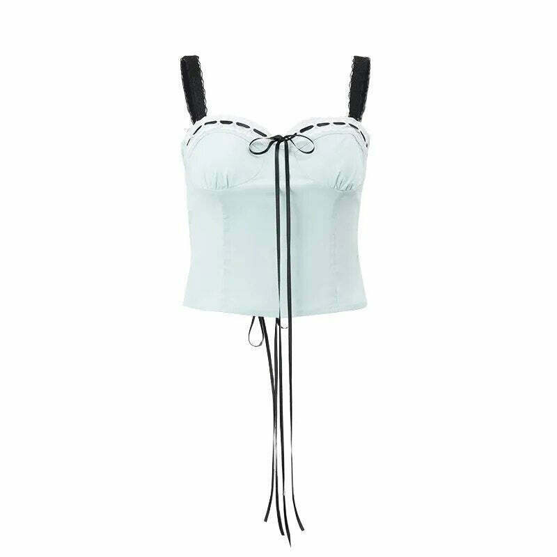 Coquette Lace Embrace: Y2K Fashion Top for Women - Grunge Aesthetic, Pastel Goth, Cute, and Comfy