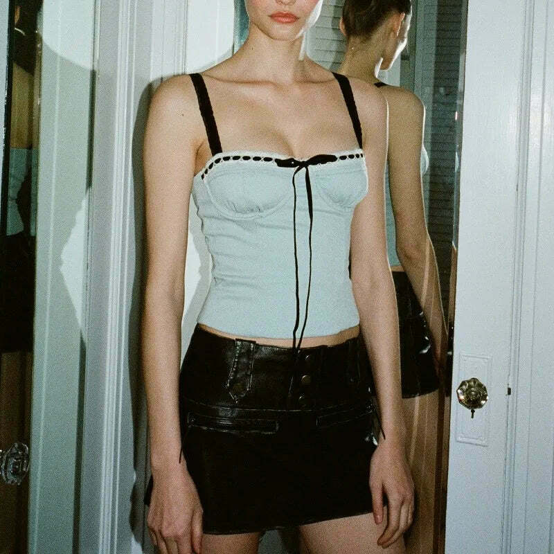 Coquette Lace Embrace: Y2K Fashion Top for Women - Grunge Aesthetic, Pastel Goth, Cute, and Comfy