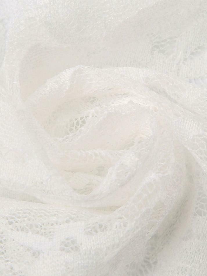 Coquette Lace Smock Shirt - Y2K Aesthetic Long Sleeve Top