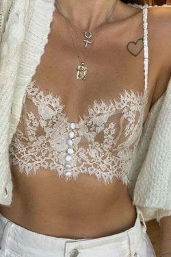 Coquette Serenade in Lace Cropped Cami - Y2K Fashion Aesthetic Tops for Women