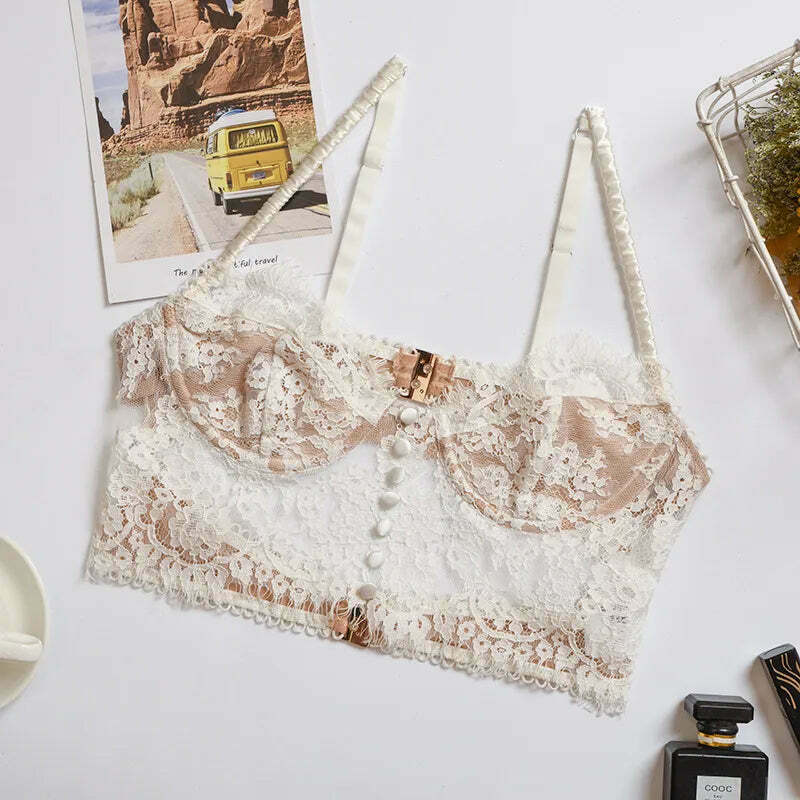 Coquette Serenade in Lace Cropped Cami - Y2K Fashion Aesthetic Tops for Women