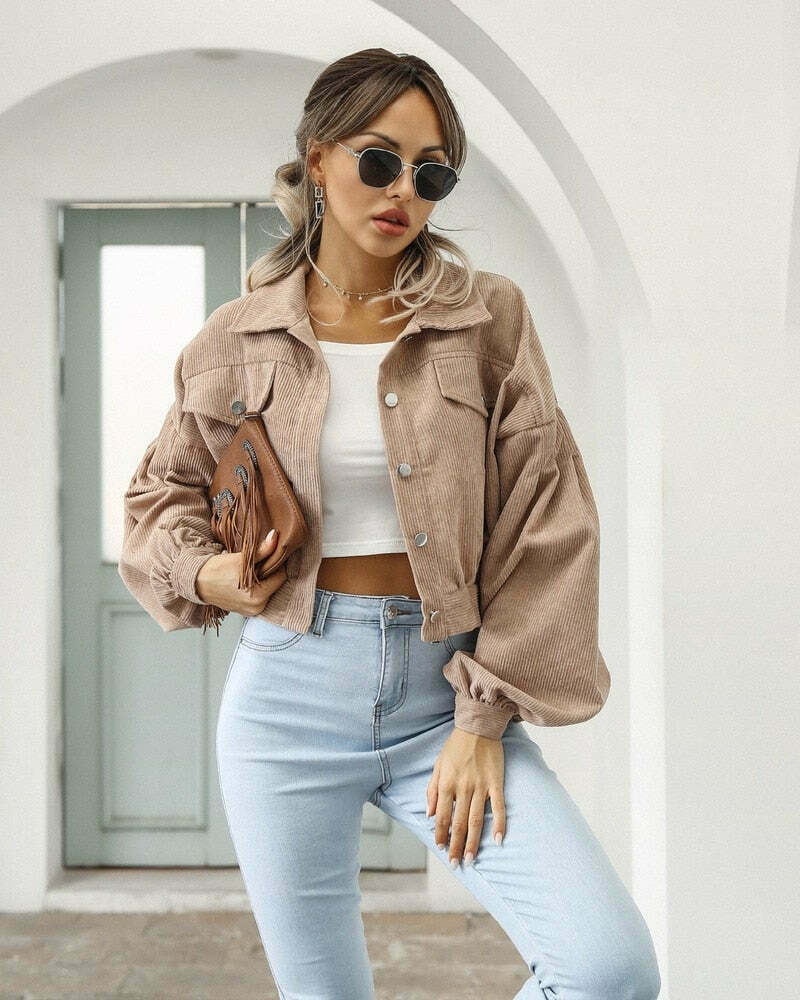Corduroy Comfort Coat: Y2K Fashion Staple for Coquette Aesthetic with a Grunge Twist