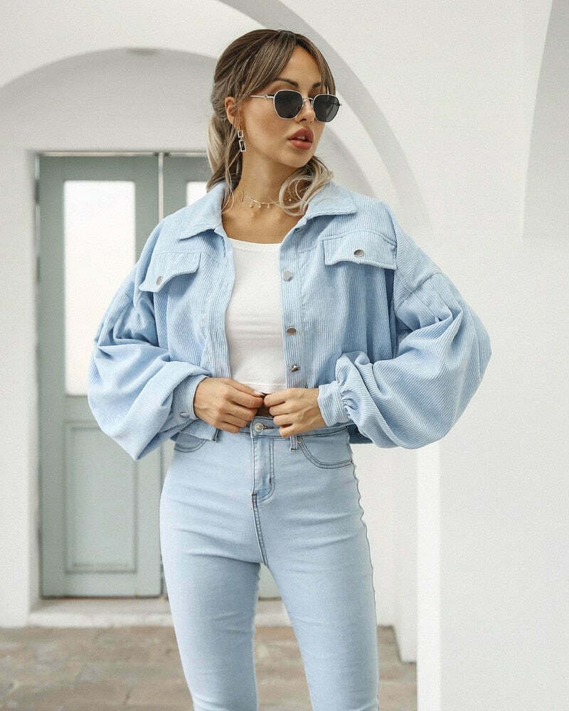 Corduroy Comfort Coat: Y2K Fashion Staple for Coquette Aesthetic with a Grunge Twist