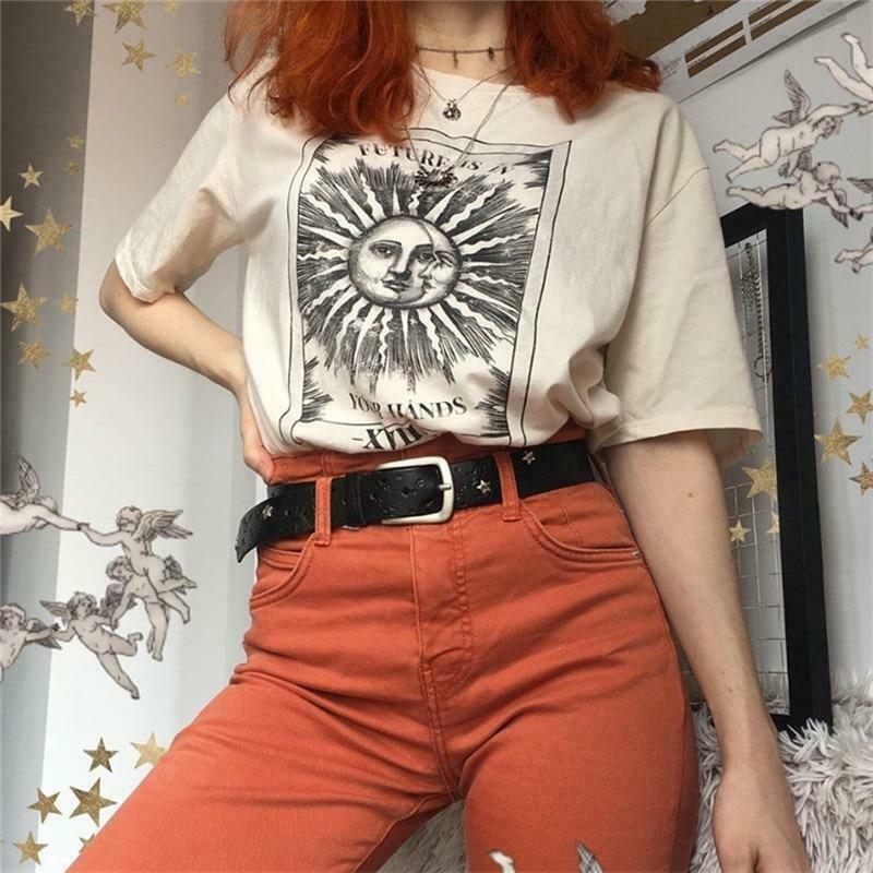 Cosmic Aesthetic T-shirt: Y2K Fashion with Coquette and Grunge Style