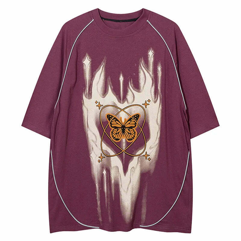 Cosmic Butterfly Graphic Tee - Y2K Fashion Aesthetic Top for Women - Coquette Style Grunge Outfit