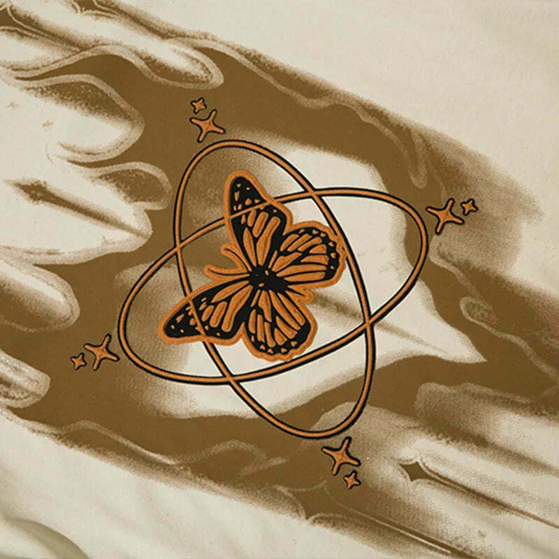 Cosmic Butterfly Graphic Tee - Y2K Fashion Aesthetic Top for Women - Coquette Style Grunge Outfit