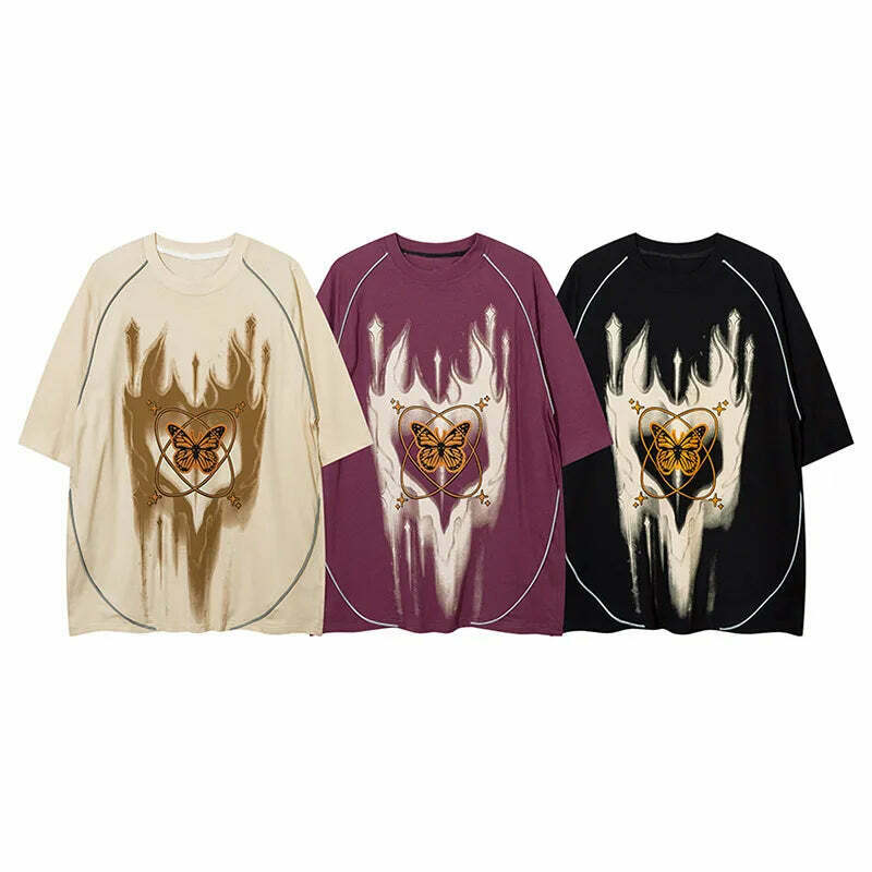 Cosmic Butterfly Graphic Tee - Y2K Fashion Aesthetic Top for Women - Coquette Style Grunge Outfit