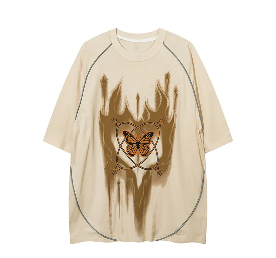 Cosmic Butterfly Graphic Tee - Y2K Fashion Aesthetic Top for Women - Coquette Style Grunge Outfit