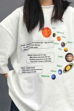 Cosmos Solar System Tee - Y2K Fashion with Coquette Aesthetic, Grunge Style, and Pastel Goth Vibes