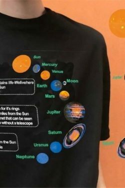 Cosmos Solar System Tee - Y2K Fashion with Coquette Aesthetic, Grunge Style, and Pastel Goth Vibes